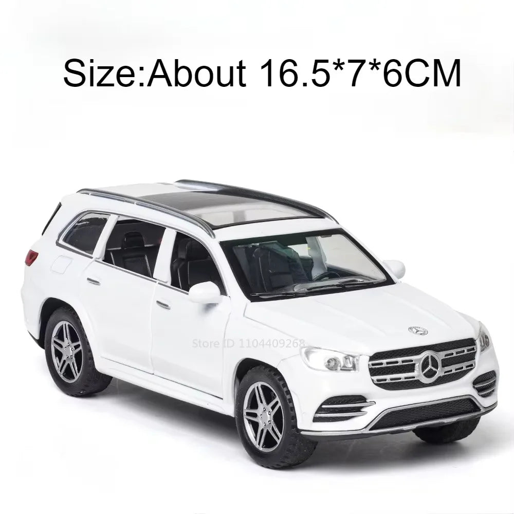 Scale 1:32 500k GLS580 Classic Car Model Toy Doors Opened Alloy Body Rubber Tire Vehicle Sound Light Models Collection Boys Gift