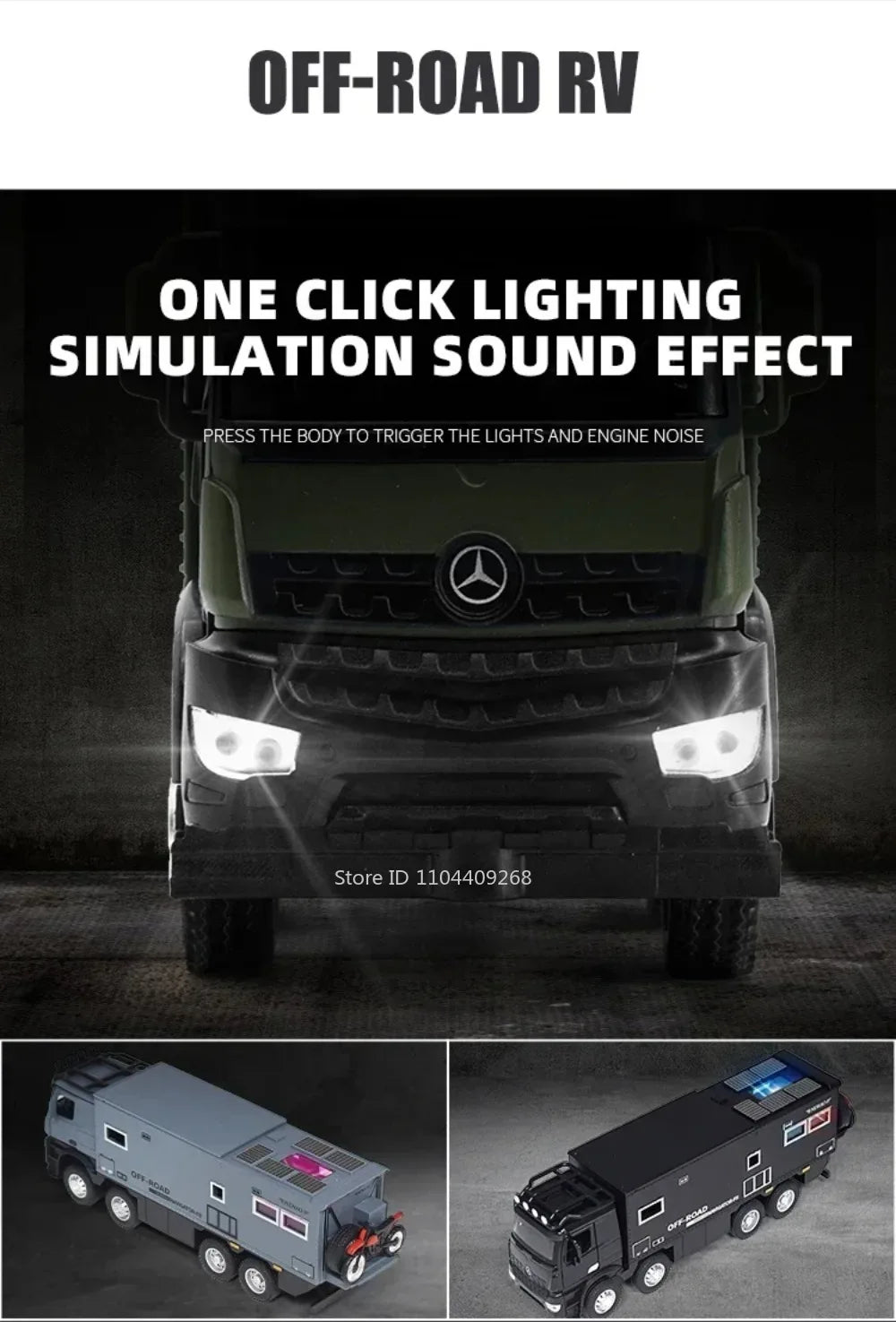 1:24 NOMADISM Raptor F150 RV Alloy Model Car Toy Metal Diecast Miniature Off Road Vehicle Models Sound Light Toys For Gifts
