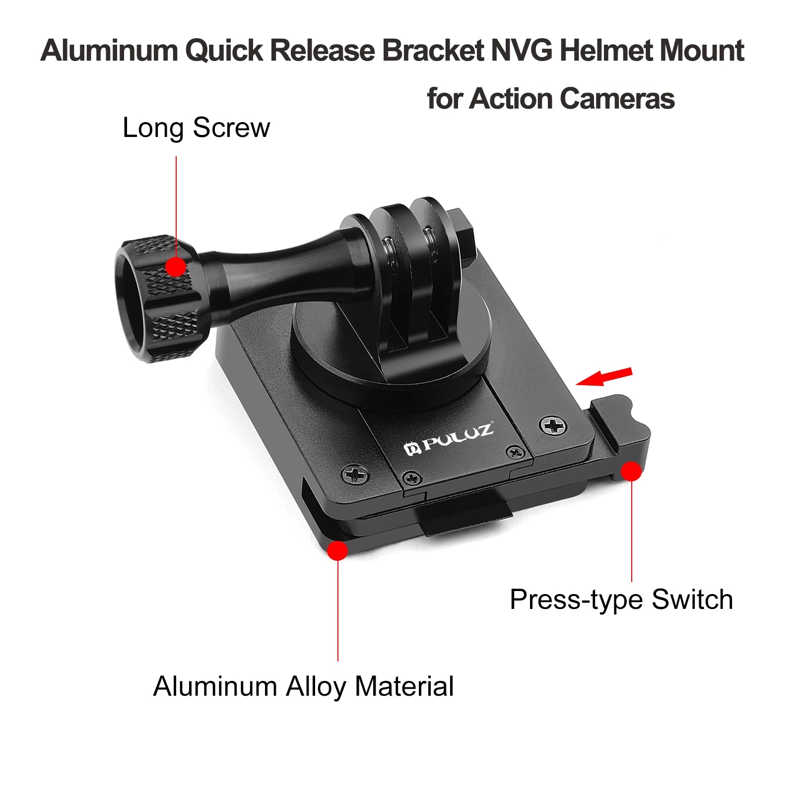Aluminum Quick Release Bracket NVG Helmet Mount Suit for GoPro / DJI / Insta360 and Other Action Cameras Accessories