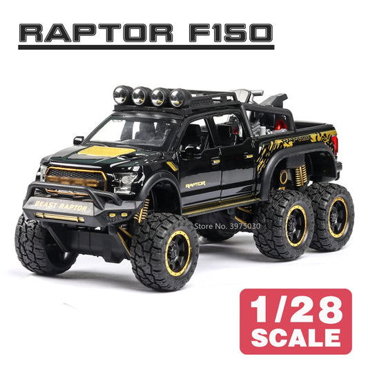 1/28 Raptor F150/G63 Pickup Big Wheels Car Model Toy Alloy Diecast Metal Monster Truck Car Off-road Vehicle Collection