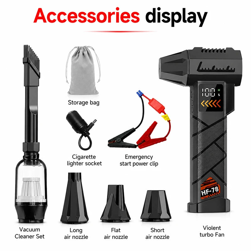 Super Powerful 2800000RPM Electric Jet Blower Cordless Compressed Air Vacuum Cleaner Car Emergency Power Supply
