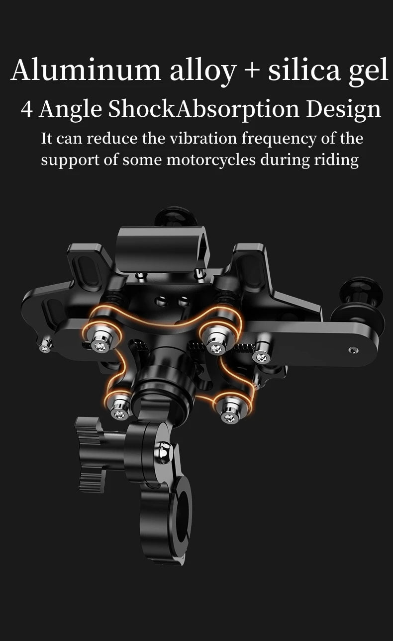 Motorcycle Phone Stand Aluminum Bike Mobile Phone Holder Cellphone Holder For Motorcycle Universal Phone Stand 540°Adjustable