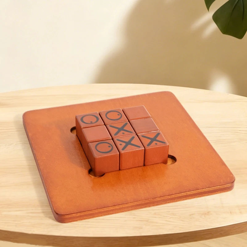 Wooden Push and Shove Tic Tac Toe Strategy Game