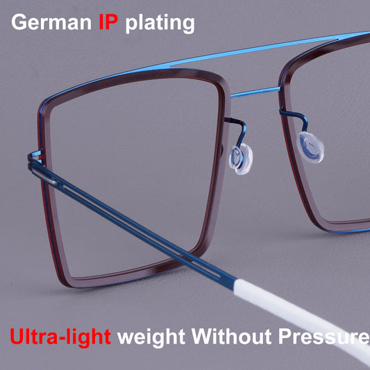 Oversized Double Bridge Titanium Acetate Eyeglasses Frame