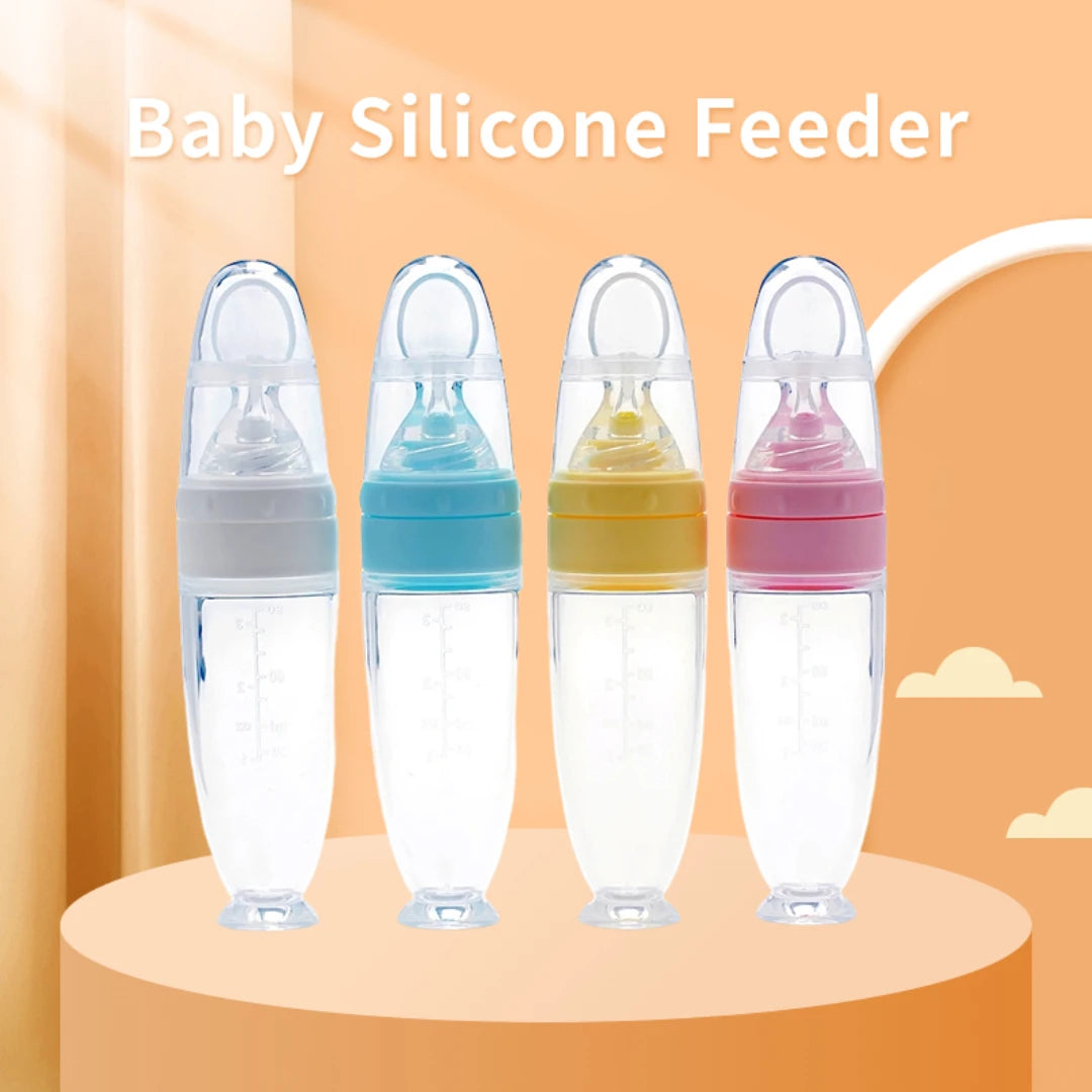 Baby Silicone Feeding Spoon Newborn Rice Cereal Bottle Feeder Scientific Feeding Safe Feeding Infant Iteims Baby Tableware 90ML