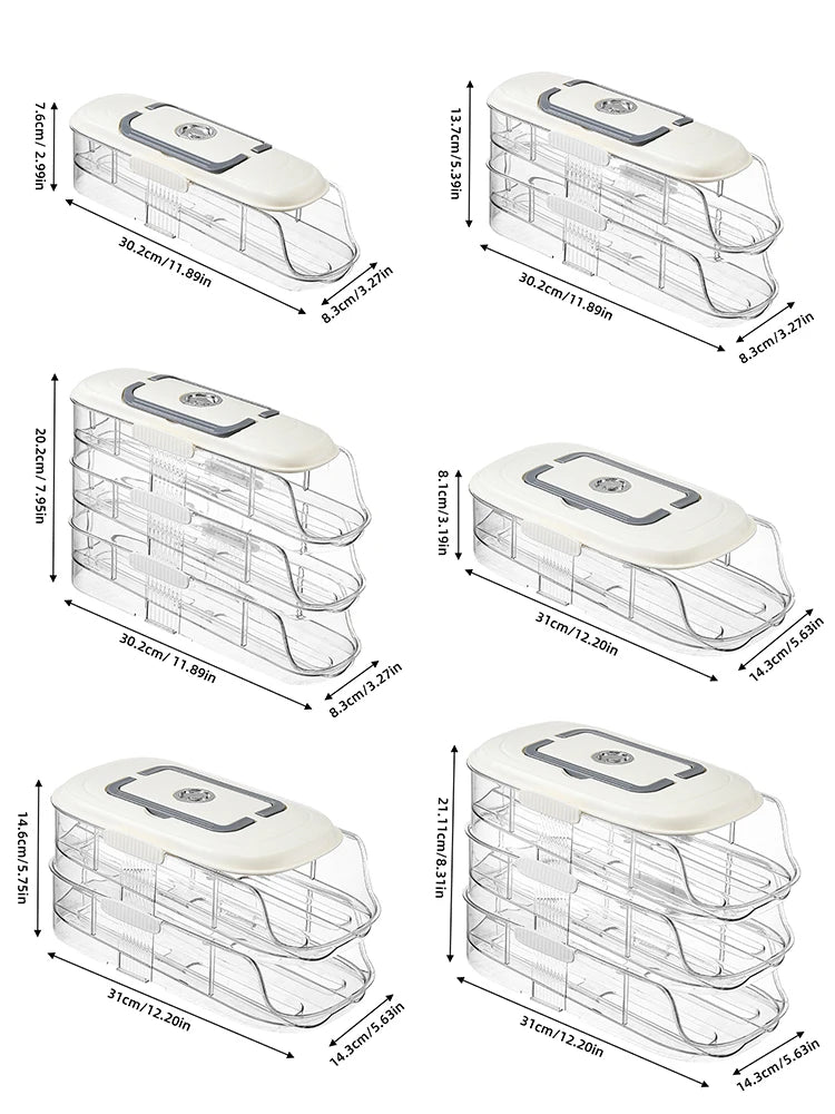 Multi-Layer Automatic Rolling Egg Storage Box – Refrigerator Side Door Egg Tray Rack Organizer