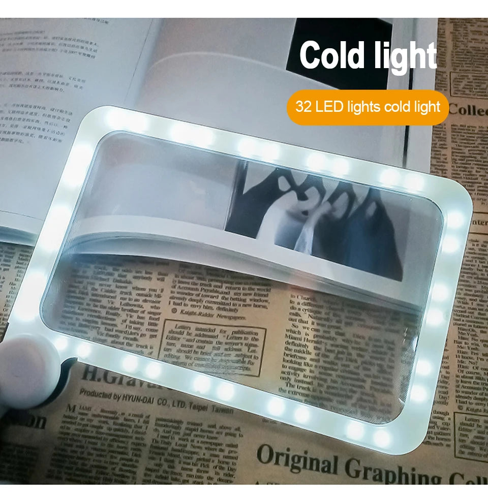 5X LED Handheld Magnifying Glass with 48 Lights Foldable Reading Magnifier