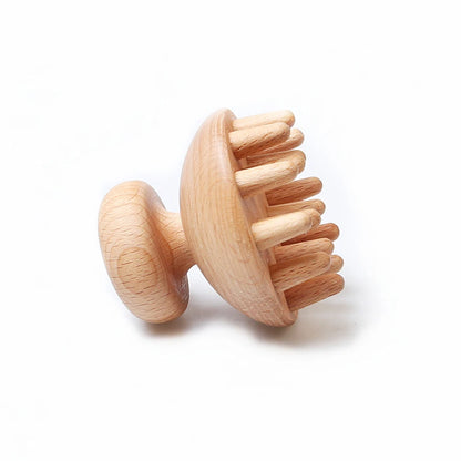 Portable Wood Mushroom Therapy Massager Tool Head Massage Comb Full Body Wood Massager for Pain Relief with Up Down Point