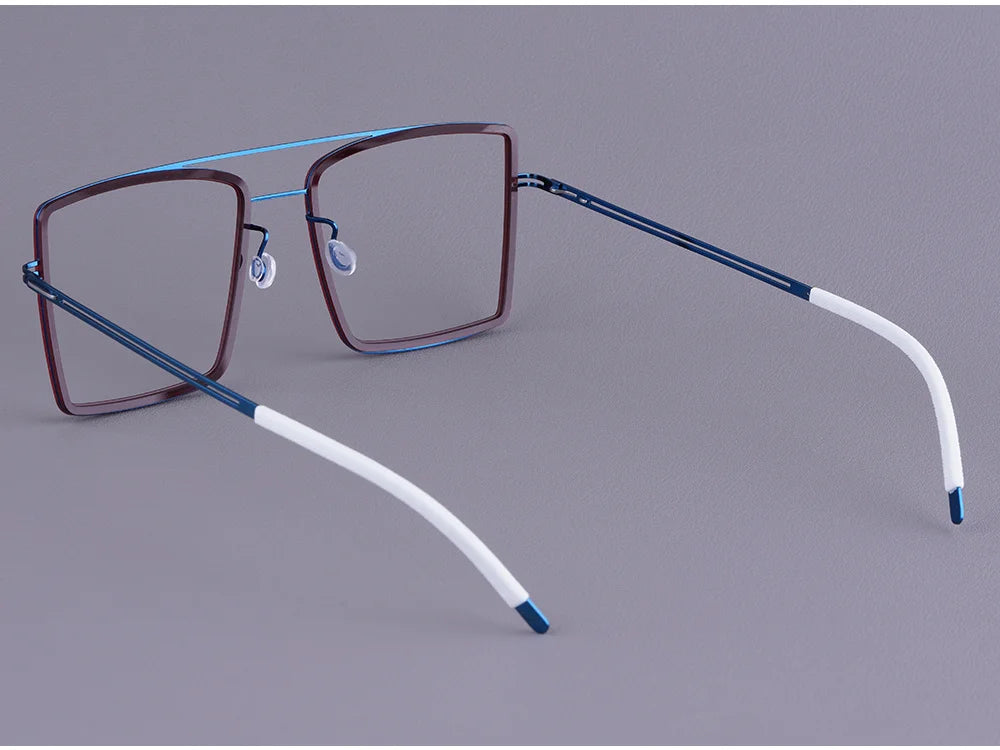 Oversized Double Bridge Titanium Acetate Eyeglasses Frame