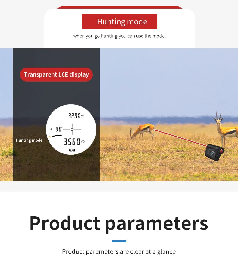 6X Laser Rangefinder 1000m With Slope Compensation Flag Lock And Speed Mode