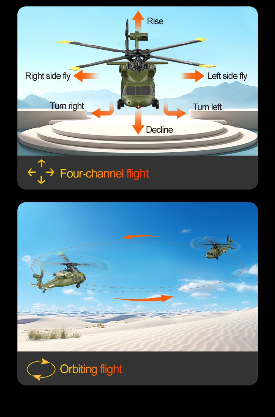 Remote Control Black Hawk Helicopter With Optical Flow Positioning