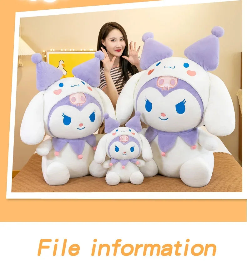 SanrioTransformation Kuromi Cinnamoroll Big Size Plush Doll Kawaii Plushies Soft Stuffed Toy Pillow Children Girls Birthday Gift
