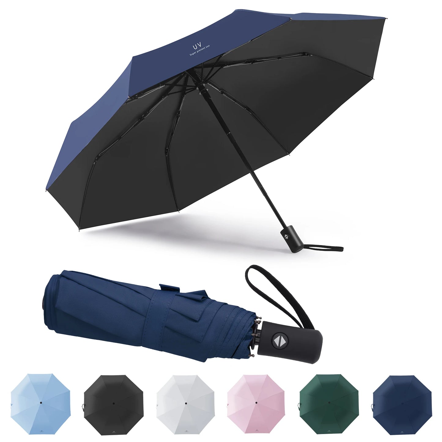Compact Portable Folding Umbrella UV Protection Strong Wind Resistant Travel Rain Umbrella for Men and Women