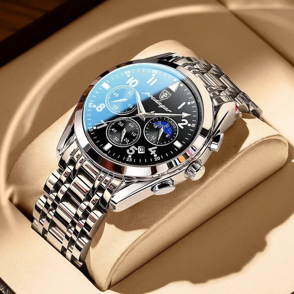 Men Watches Stainless Steel Top Luxury Fashion Business Wristwatch Waterproof Luminous Quartz Watches