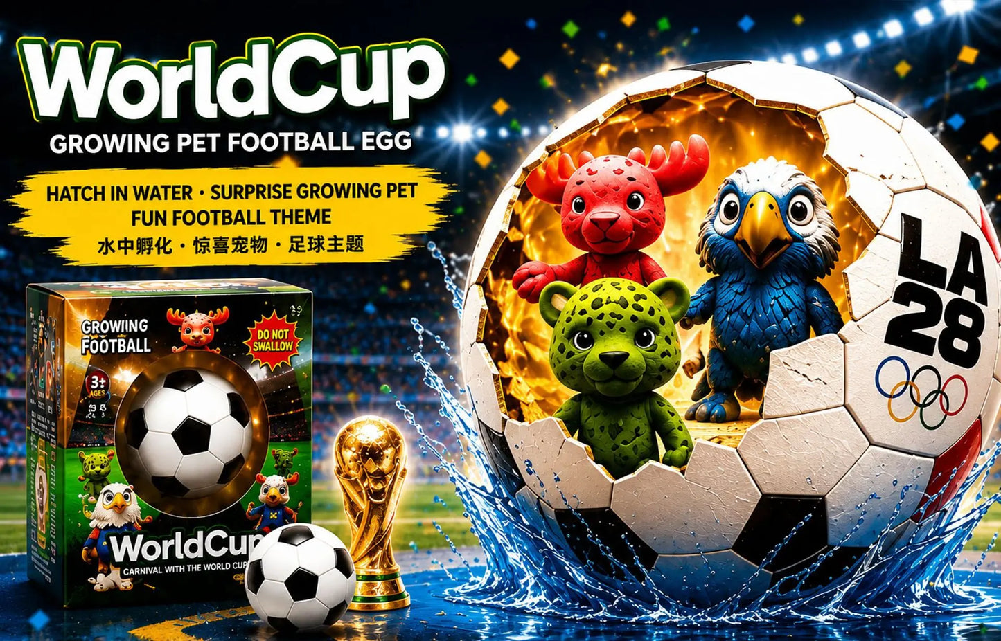 Football Water Growing Surprise Egg Mascot Figure Blind Box Toy
