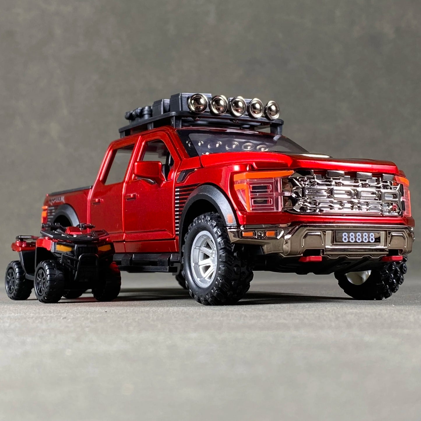 1:24 F150 Off Road Pickup Truck Alloy Diecast Metal Model Sound & Light Pull Back Toy Trendy Display Birthday Present For Friend