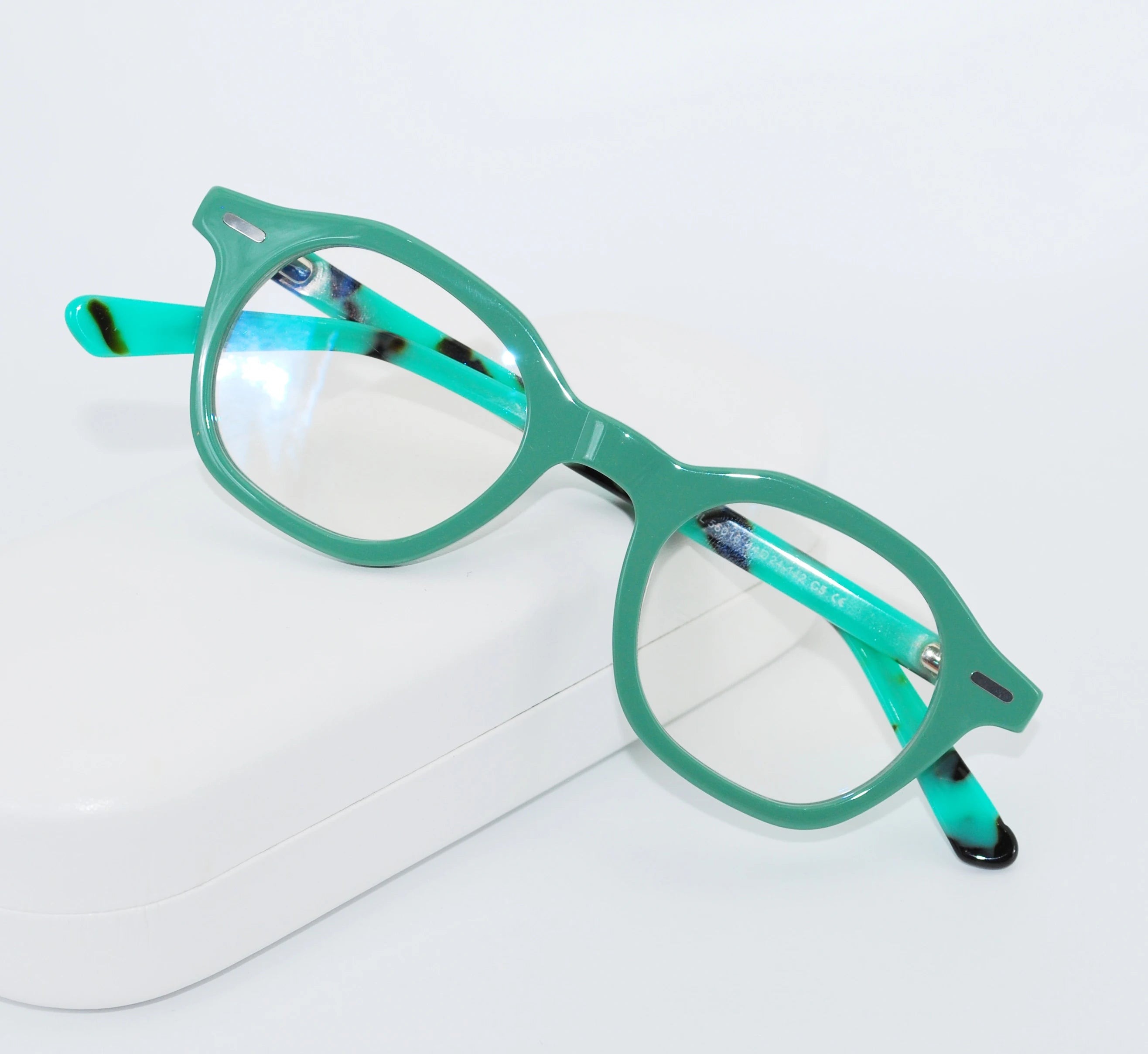 Small Size Retro Polygon Eyeglasses Green Luxury Acetate Eyewear Optical Prescription Frames