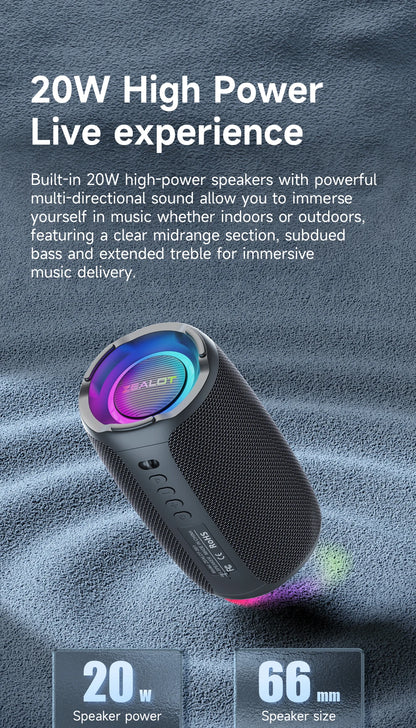 ZEALOT S61 Portable Bluetooth Speaker Double Diaphragm Wireless Subwoofer Waterproof Outdoor Sound Box Stereo Music Surround