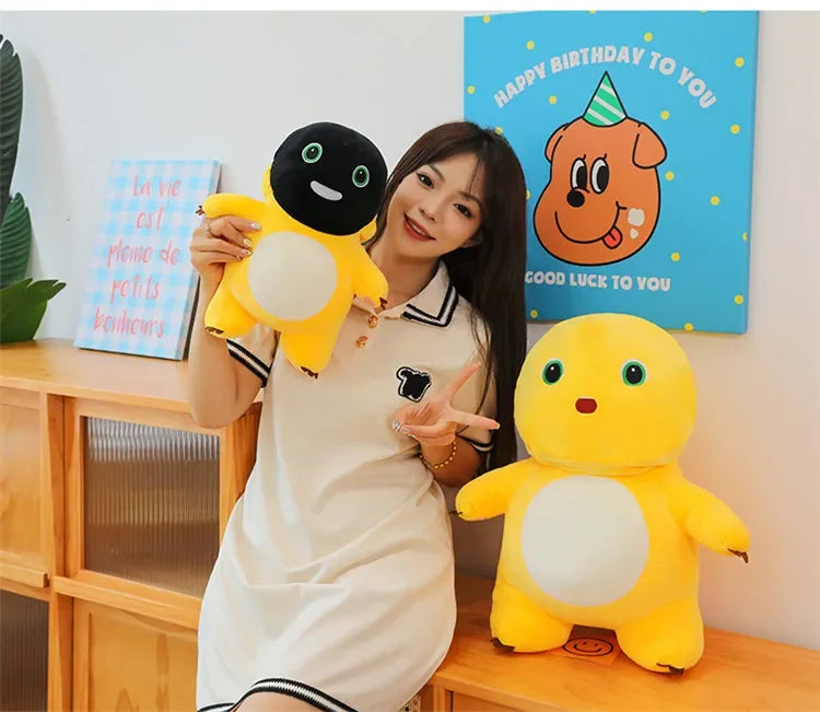 50cm Kawaii Plush Nai Long Stuffed Doll Black Face Baby Dragon Cute Smiling Funny Mask Toy Kids Birthday Xmas Gift for Girls