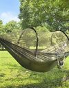 Portable Outdoor Camping Hammock with Mosquito Net and Canopy High Strength Parachute- Fabric Hanging Bed Hunting Sleeping Swing