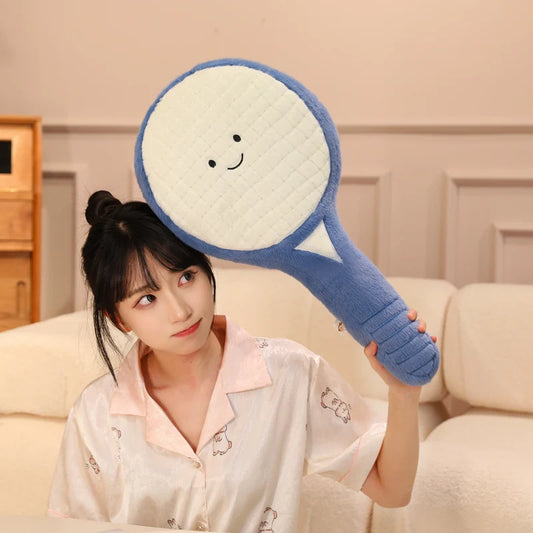 Tennis Racket and Ball Plush Soft Sports Pillow
