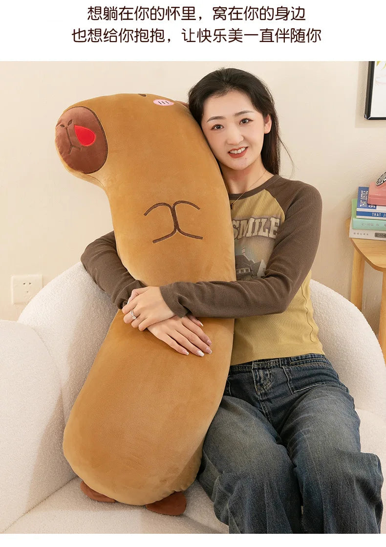 65/85/105cm Kawaii Capybara Plush Long Pillow Toys Sleeping Pillow Soft Cartoon Stuffed Animal Capibala Dolls Kids Children Gift