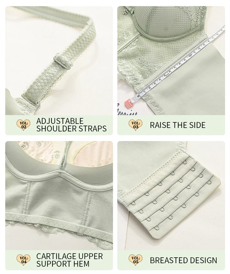 Women’s Low-Cut Lace Push-Up Bralette – Adjustable Straps, Fashionable Lingerie