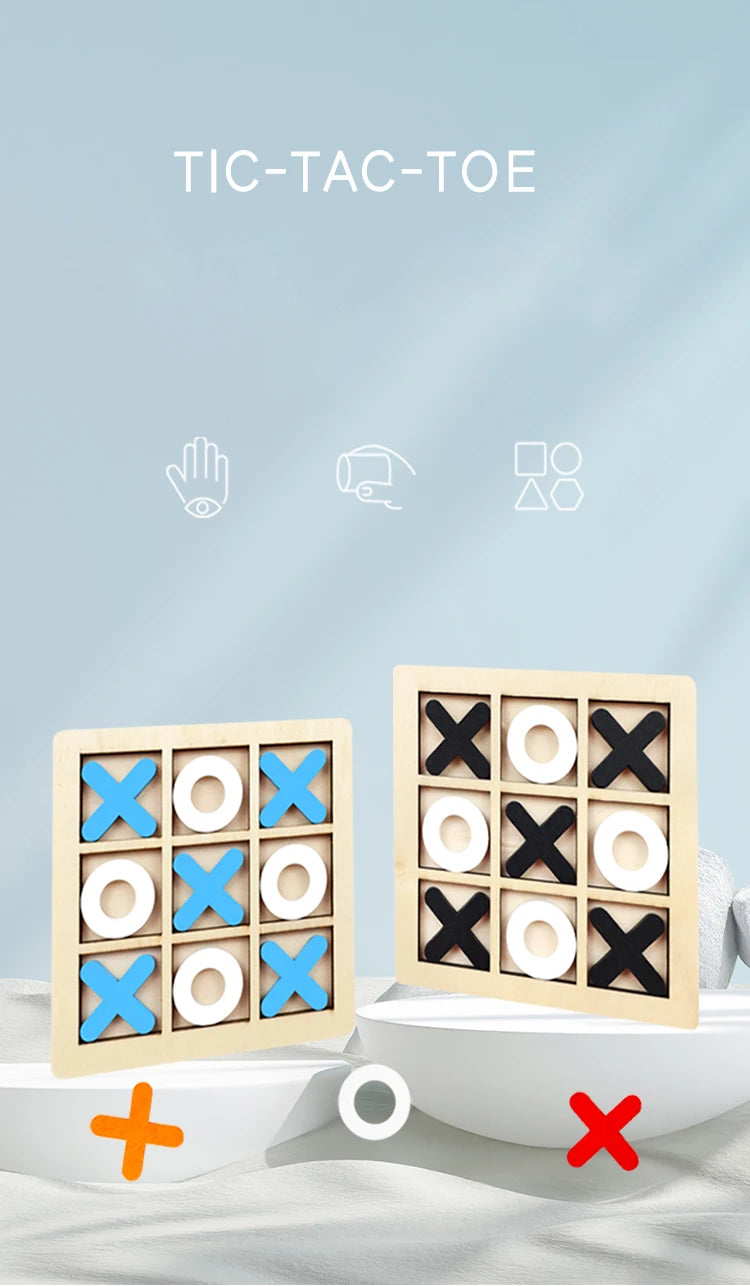Wooden Push and Shove Tic Tac Toe Strategy Game