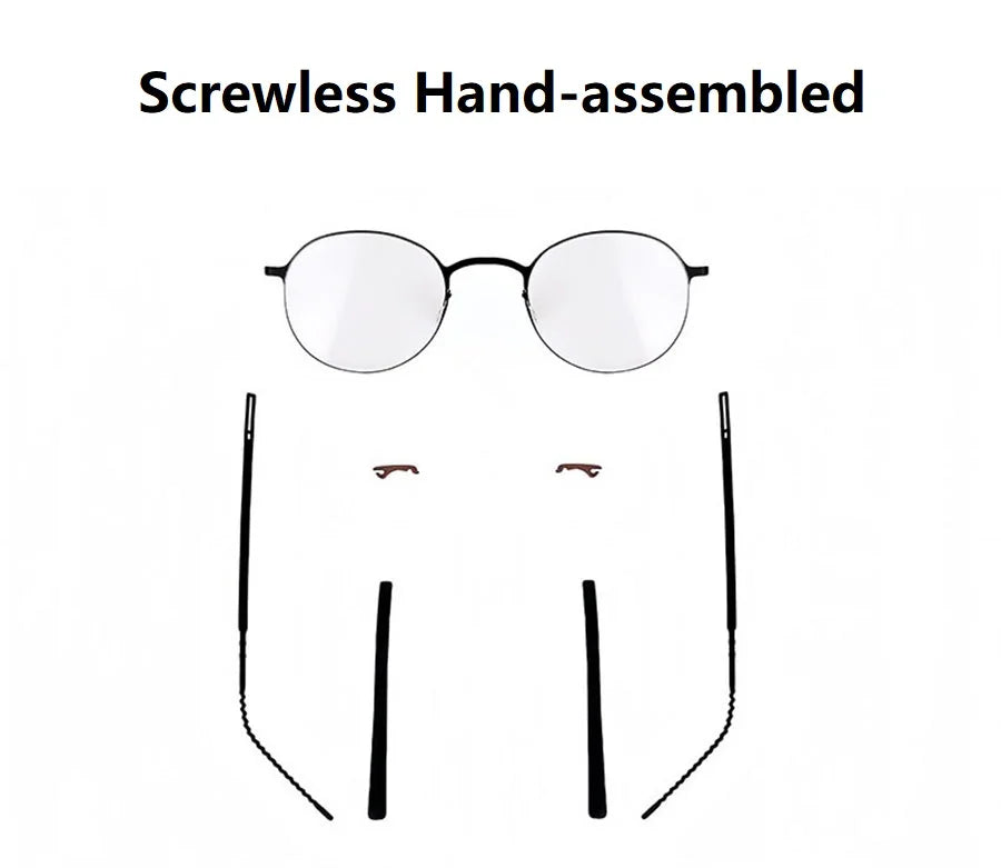 Round Screwless Pure Titanium Eyeglasses Frame