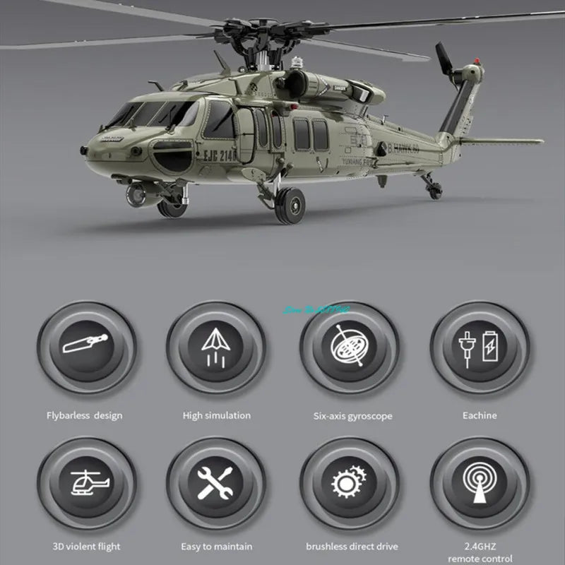 Professional Six Channel Brushless Remote Control Military Helicopter