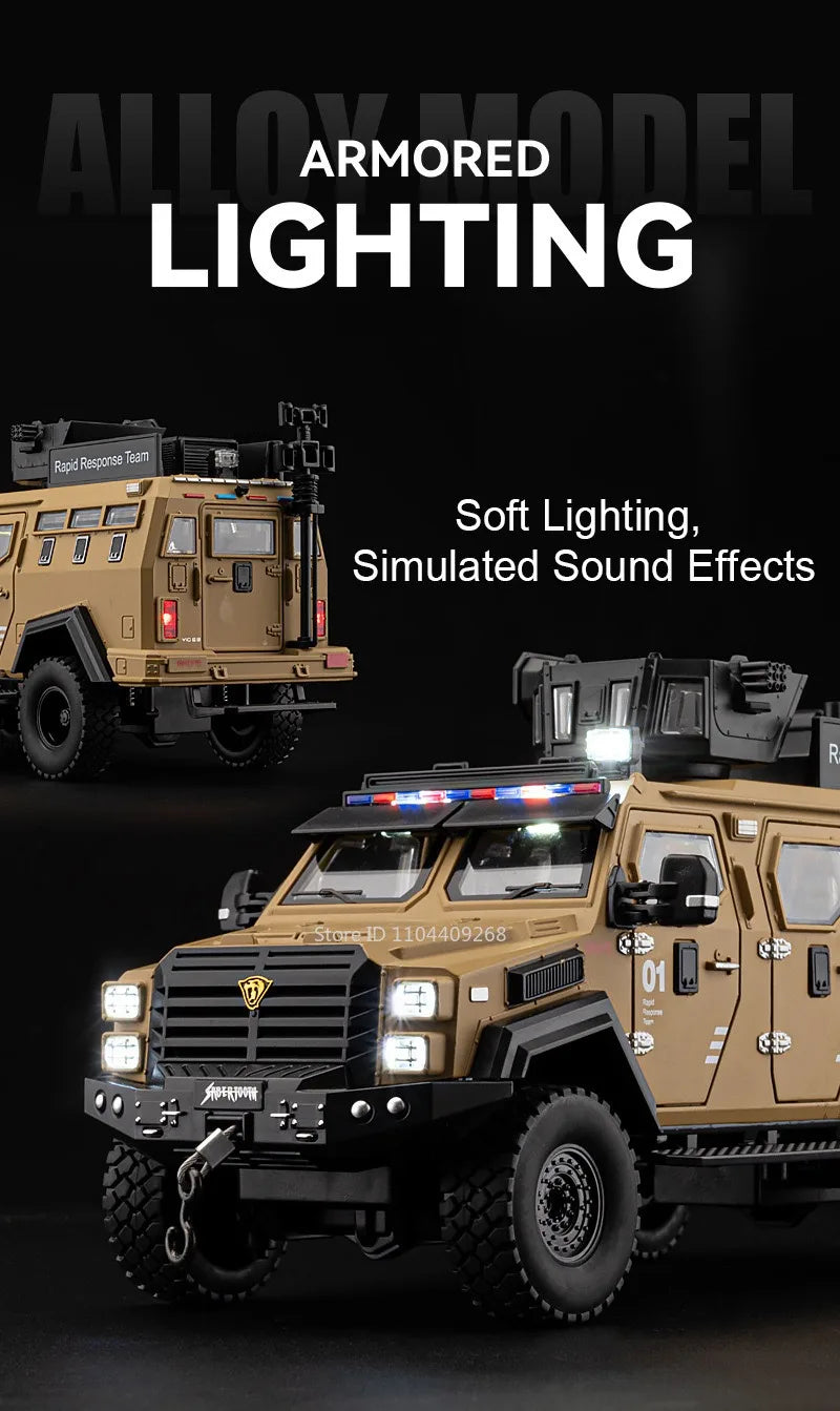 Scale 1:24 Sabertooth Car Model Toy Doors Opened Pull Back Metal Diecast Shock Absorption Armored Vehicles Desktop Ornaments