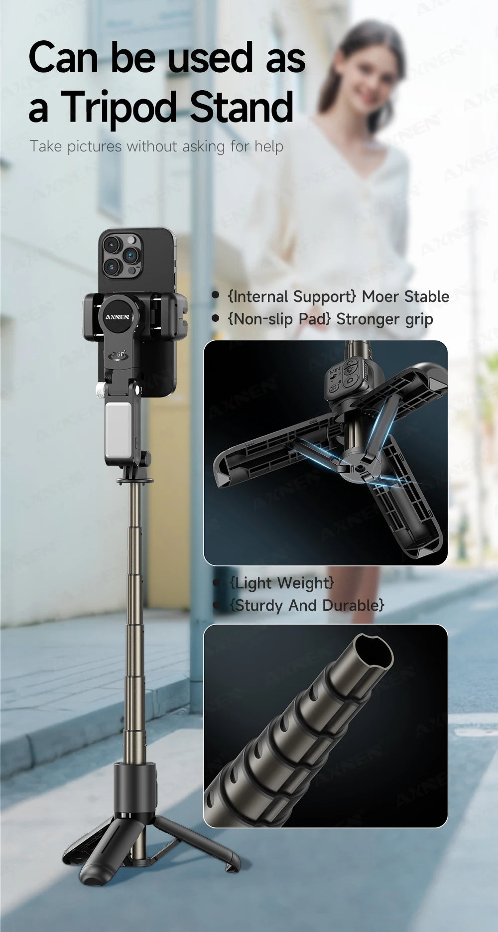 Q19 AI Desktop Gimbal Stabilizer 360 Rotation Auto Face Tracking Mobile Phone Handheld Anti-shake Selfie with Fill Light