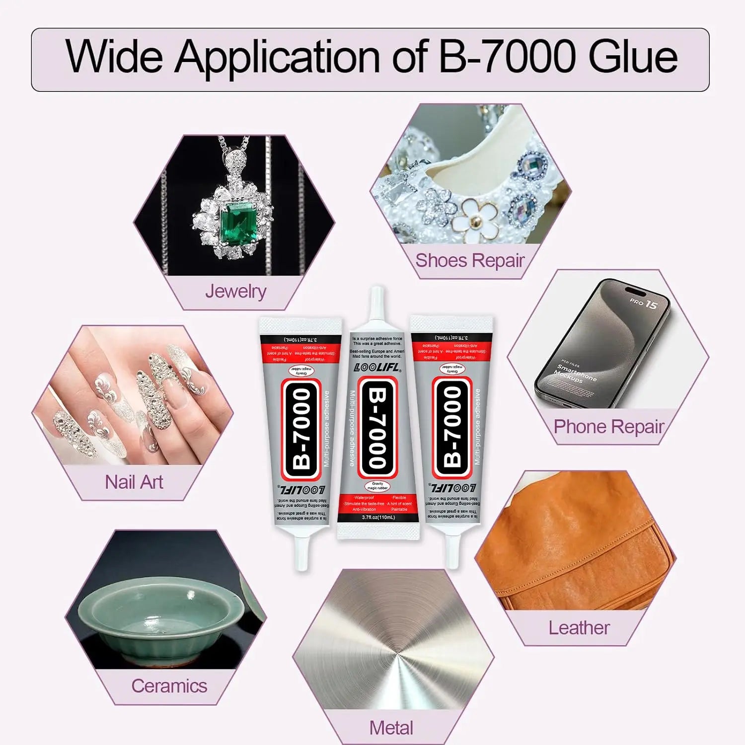 Glue, mobile phone screen glue, suitable for jewellery, house building models, dried flowers, wooden frames, fabrics, cardboard, woolen materials, universal crafts creative soft glue, anti-clogging design , 110ml