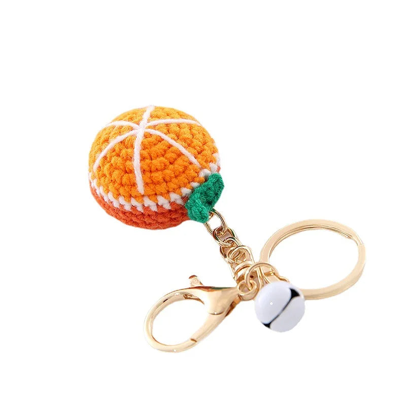 5 Pcs Handmade Weaving Keychain Wool Crochet Unique Knitted Pendant Keyring Strawberry Watermelon Orange Pendant Key Chain Gifts