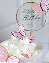 Happy Birthday Sequin Butterfly Cake Topper For Princess Girl Birthday Party Cake Decor Butterflies Wedding Party Decoration