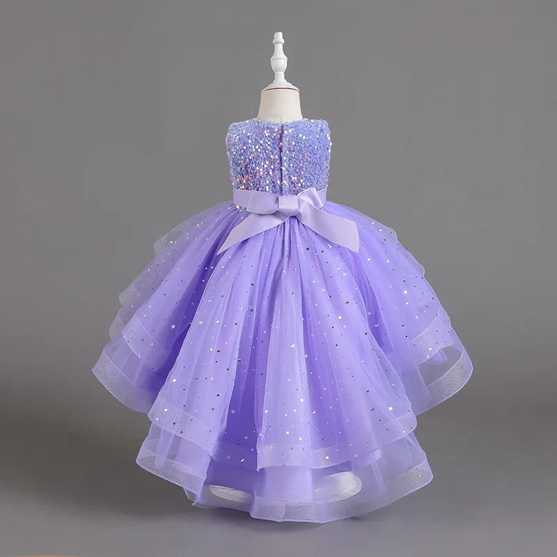Sleeveless Ball Gown with Train Pageant and Recital Dress