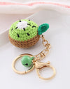 5 Pcs Handmade Weaving Keychain Wool Crochet Unique Knitted Pendant Keyring Strawberry Watermelon Orange Pendant Key Chain Gifts