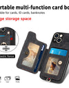Luxury PU Leather Phone Case for iPhone 16 15 Pro Max 16e 14 Plus with Card Slot Ring Buckle Lanyard Back Cover