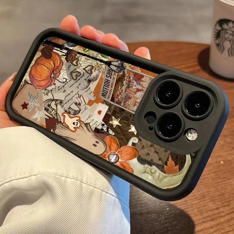 Creative Halloween Pumpkin Pattern Phone Case For iPhone 17 16 15 Pro Max Air 14 16E Soft Cover