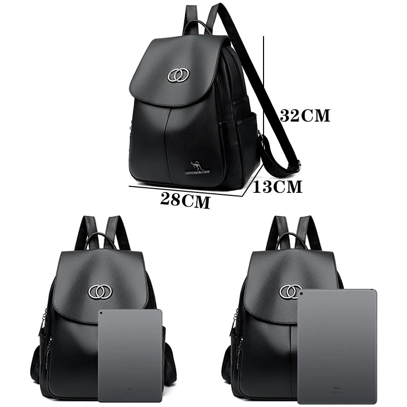 Backpack High Quality Leather Large Capacity Shoulder Bag Travel Backpack