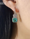 Gorgeous Princess Square Light Blue Cubic Zirconia Drop Earrings