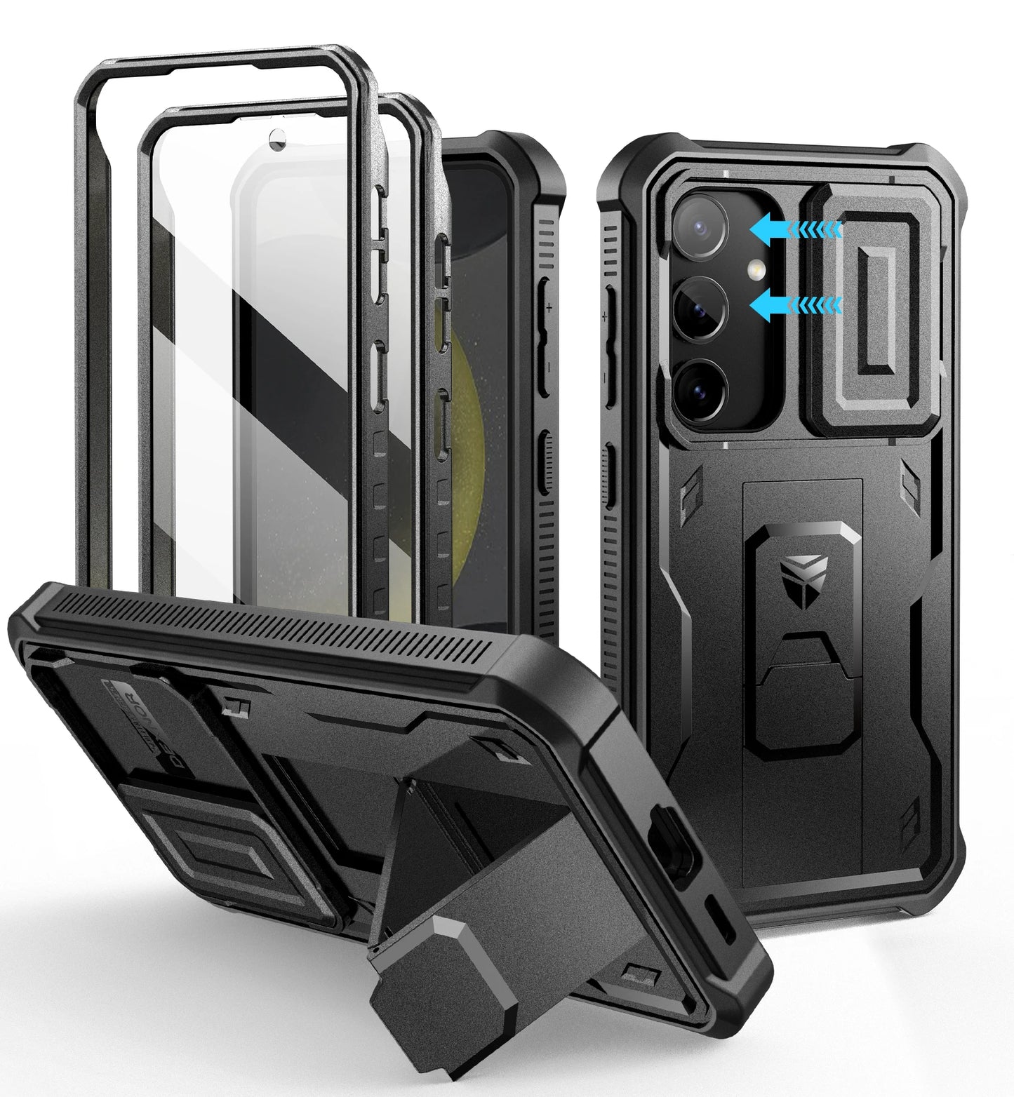 For Samsung Galaxy S24 Case 6.2 inch with Built-in Slide Camera Cover Full Body Rugged Case Built-in Screen Protector Kickstand