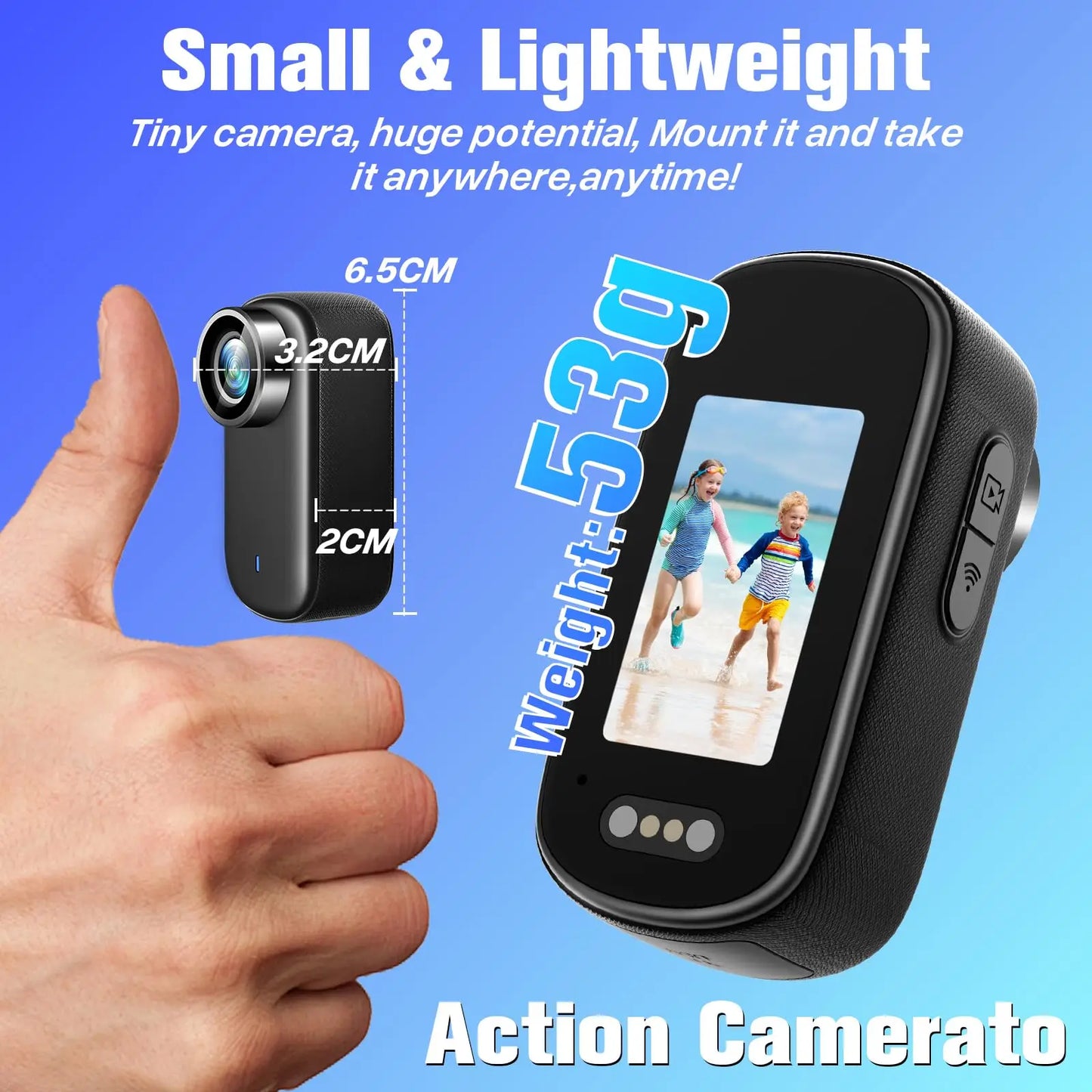 4K Mini Thumb Sports Camera Waterproof Magnetic Pocket Action Camera Wearable Body Cam for Motorcycle Helmet Cycling