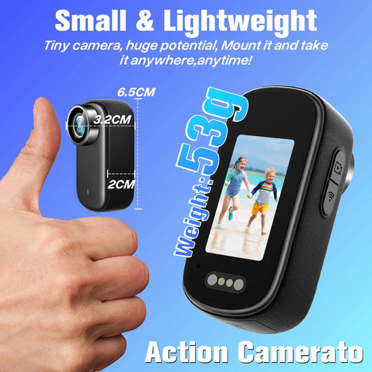 4K Mini Thumb Sports Camera Waterproof Magnetic Pocket Action Camera Wearable Body Cam for Motorcycle Helmet Cycling