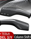 1 Pair Carbon Fiber Steering Wheel Whiff Protection Cover For Tesla Model 3 Y ABS Car Column Shift Knob Cover Decor For Tesla