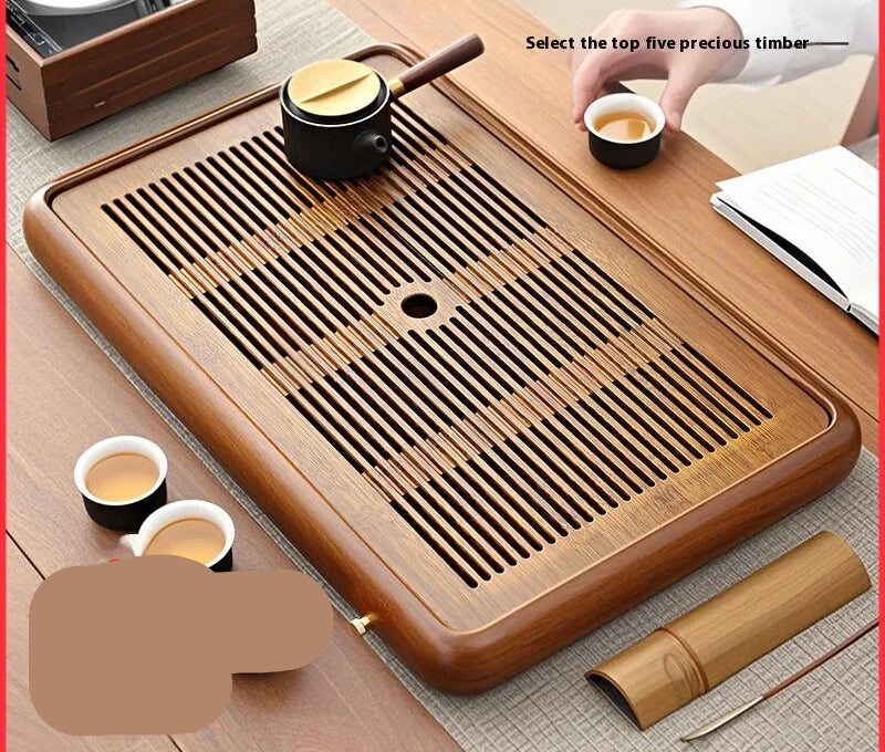 Tea Tray Home Small Solid Wood Pear Wood Dry Soaking Platform Water Storage Tea Set Tea Tray Wooden Tray