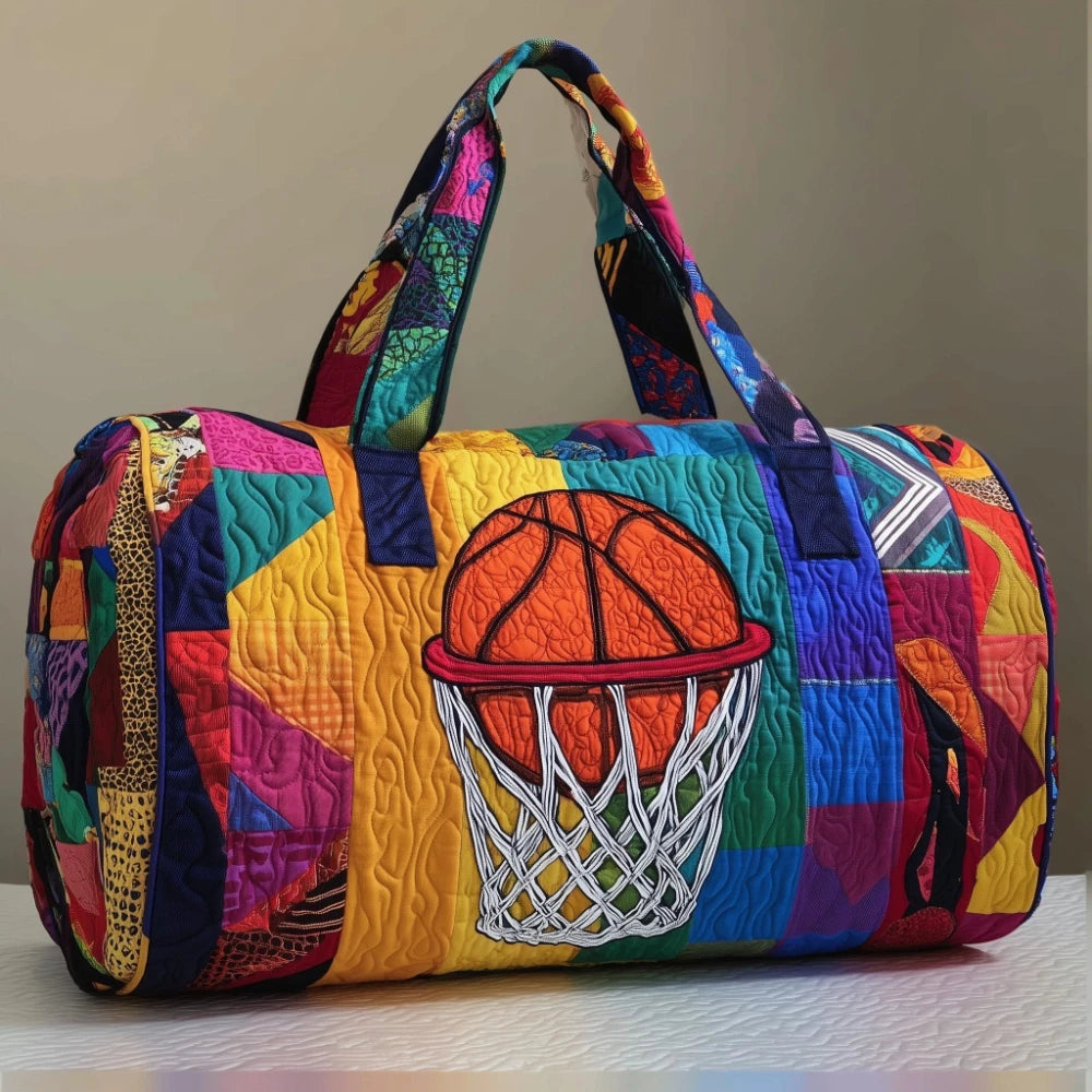 Basketball 3D Printed Quilted Duffel Bag Large Capacity Sport Travel Gym Bag Weekender Overnight Bag for Unisex Basketball Fans