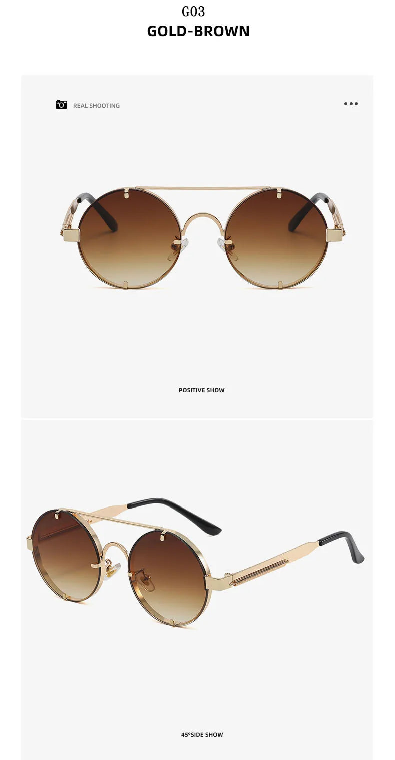 Round Steampunk Sunglasses With UV400 Protection