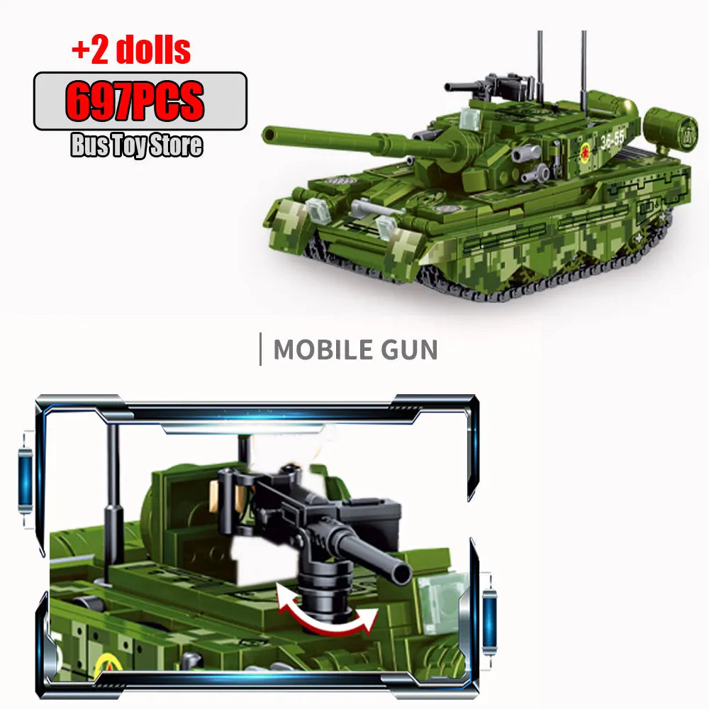 WW2 Military Dongfeng 21 Missile Transportation Car Model Weapons Series Military Leopard II 99A Tank World War II DIY Toys Gift