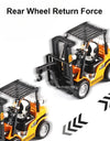 1:24 Crane Forklift Model Car Toy Diecast Metal Warehouse Lift Truck Sound Light Pull Back Adjustable Engineering Vehicle Models